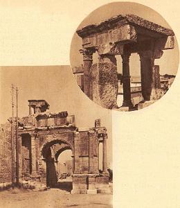 VESTIGES ROMAINS ET HAUTS PLATEAU 000335 TEBESSA L ARC DE TRIOMPHE ET L EDICULE QUI LE SURMONTE